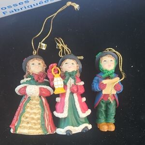 Princess House Caroler Ornament Trio - Red, Green, Blue